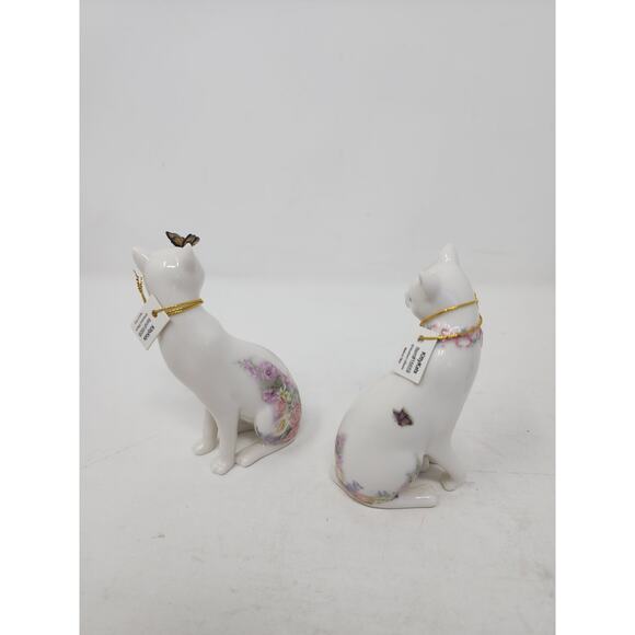 Westland KittyKats Figurines White Floral Cats Butterfly Musical Snow Globe (4) - Picture 4 of 15